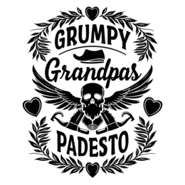 grumpy grandpa SVG PNG design with bold lettering, black and white floral elements