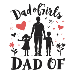 dad of girls shirt SVG PNG design with black and red floral elements