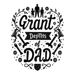fatherhood family floral SVG PNG design with bold lettering, black and white floral elements