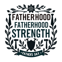 day fatherhood strength SVG PNG design with bold lettering, black and white floral elements