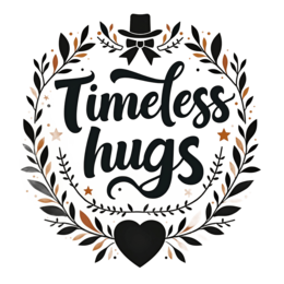 timeless hugs wreath SVG PNG design with hand-drawn style, black and white floral elements