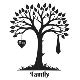 family tree SVG PNG design with black and white floral elements