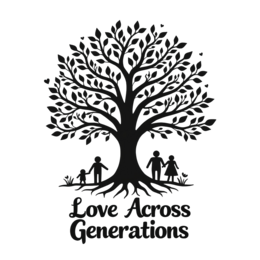 tree generations SVG PNG design with bold lettering, black floral elements