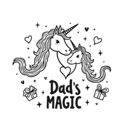 unicorns dads magic SVG PNG design with hand-drawn style, bold lettering