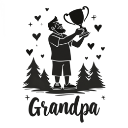 grandpa trophy heart SVG PNG design with bold lettering