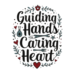 guiding hands caring heart SVG PNG design with hand-drawn style, black and red floral elements