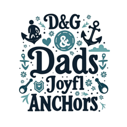 dads anchors SVG PNG design with bold lettering, black and blue floral elements