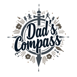 dads compass SVG PNG design with bold lettering, black and white floral elements