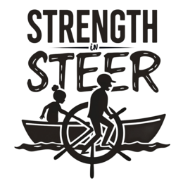 strength in steer SVG PNG design with bold lettering