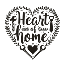 home hearts SVG PNG design with bold lettering, black floral elements
