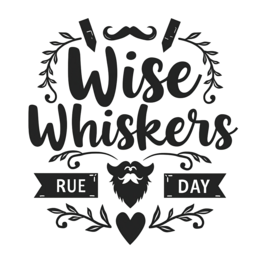 whiskers typography SVG PNG design with bold lettering, black and white floral elements