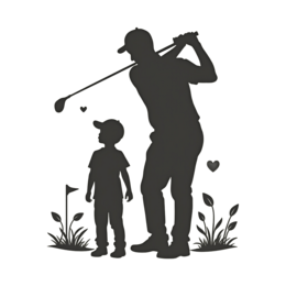 children golfing SVG PNG design with floral elements