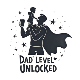 dad level unlocked SVG PNG design with bold lettering