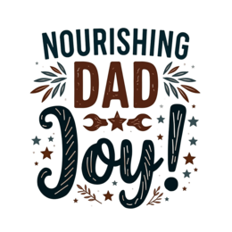 father's day nourishing joy SVG PNG design with bold lettering, white and blue floral elements, an uplifting message