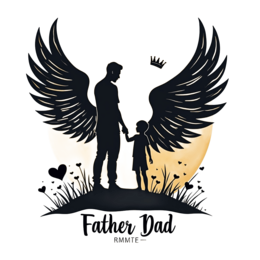 father child wings SVG PNG design with bold lettering, black and yellow floral elements
