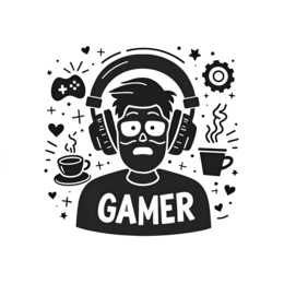 gamer headphones coffee shirt SVG PNG design with clean design elements