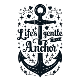 anchor quote SVG PNG design with hand-drawn style, bold lettering, black and white floral elements