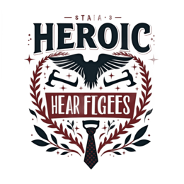 heroic SVG PNG design with bold lettering, black and white floral elements