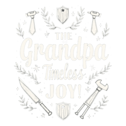 grandpa timeless joy floral SVG PNG design with bold lettering, black and white floral elements