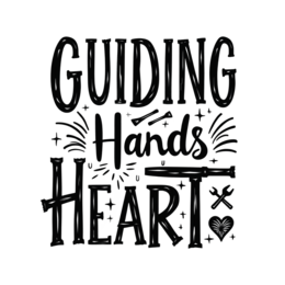 guiding hands heart SVG PNG design with bold lettering