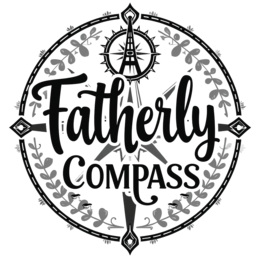 fatherly compass SVG PNG design with bold lettering, black and white floral elements