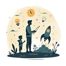 children imagination SVG PNG design with floral elements