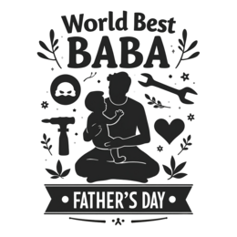 baba love SVG PNG design with black and white floral elements