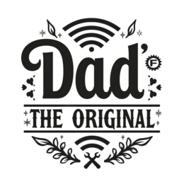 day dad original SVG PNG design with bold lettering, black and white floral elements