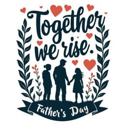 fathers day family wreath SVG PNG design with bold lettering, black and white floral elements