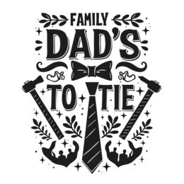 dad tie floral SVG PNG design with bold lettering, black and white floral elements