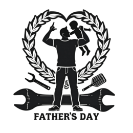 fathersday fatherchild shirt SVG PNG design with black and white floral elements