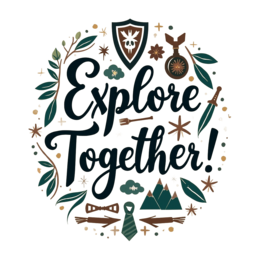 explore together SVG PNG design with bold lettering, green and yellow floral elements