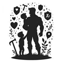 hero father SVG PNG design with black floral elements