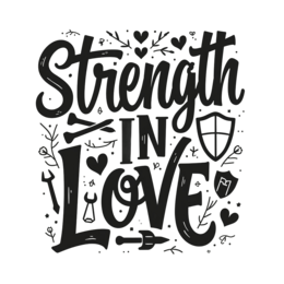 quotes strength in love SVG PNG design with hand-drawn style, bold lettering, an uplifting message