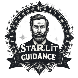 guidance star pattern SVG PNG design with hand-drawn style, bold lettering, black and white floral elements
