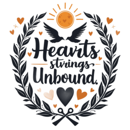 hearts strings unbound wreath SVG PNG design with bold lettering, black and orange floral elements