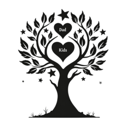 family tree kids SVG PNG design with clean design elements, black and white floral elements