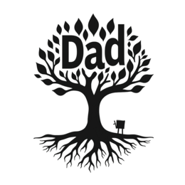 dad tree SVG PNG design with black and white floral elements