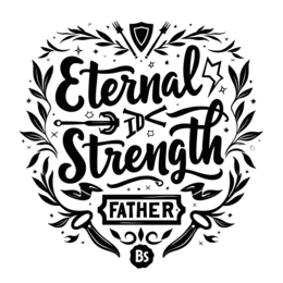 father strength quote SVG PNG design with bold lettering, black and white floral elements, an uplifting message