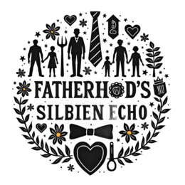 fatherhood echo SVG PNG design with bold lettering, black and white floral elements