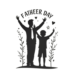 father day silhouette shirt SVG PNG design with black and white floral elements