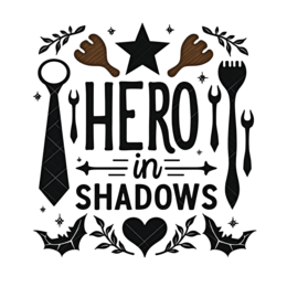 hero shadows shirt SVG PNG design with bold lettering, floral elements