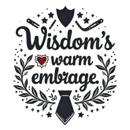 wisdom warm embrace wreath SVG PNG design with bold lettering, black and white floral elements