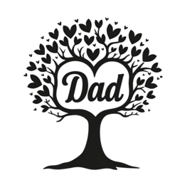 father's day hearts SVG PNG design with bold lettering, black and white floral elements