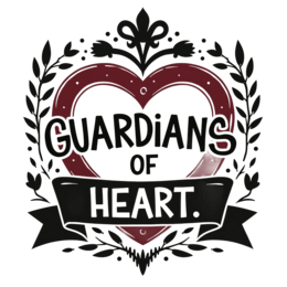 guardians heart floral SVG PNG design with bold lettering, black and red floral elements