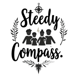 steady compass SVG PNG design with bold lettering, floral elements, an uplifting message