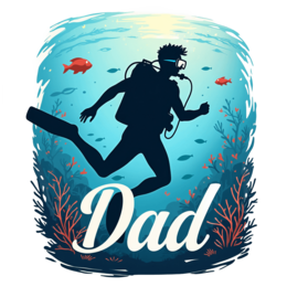 diving underwater father SVG PNG design with bold lettering