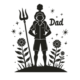 dad child flowers shirt SVG PNG design with bold lettering, black and white floral elements