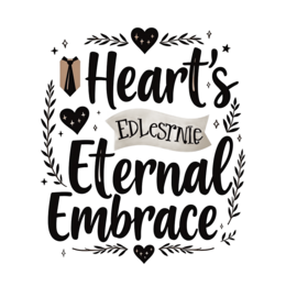 heart embrace floral SVG PNG design with bold lettering, black and white floral elements