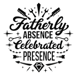 fatherly absence celebrated presence quote SVG PNG design with bold lettering